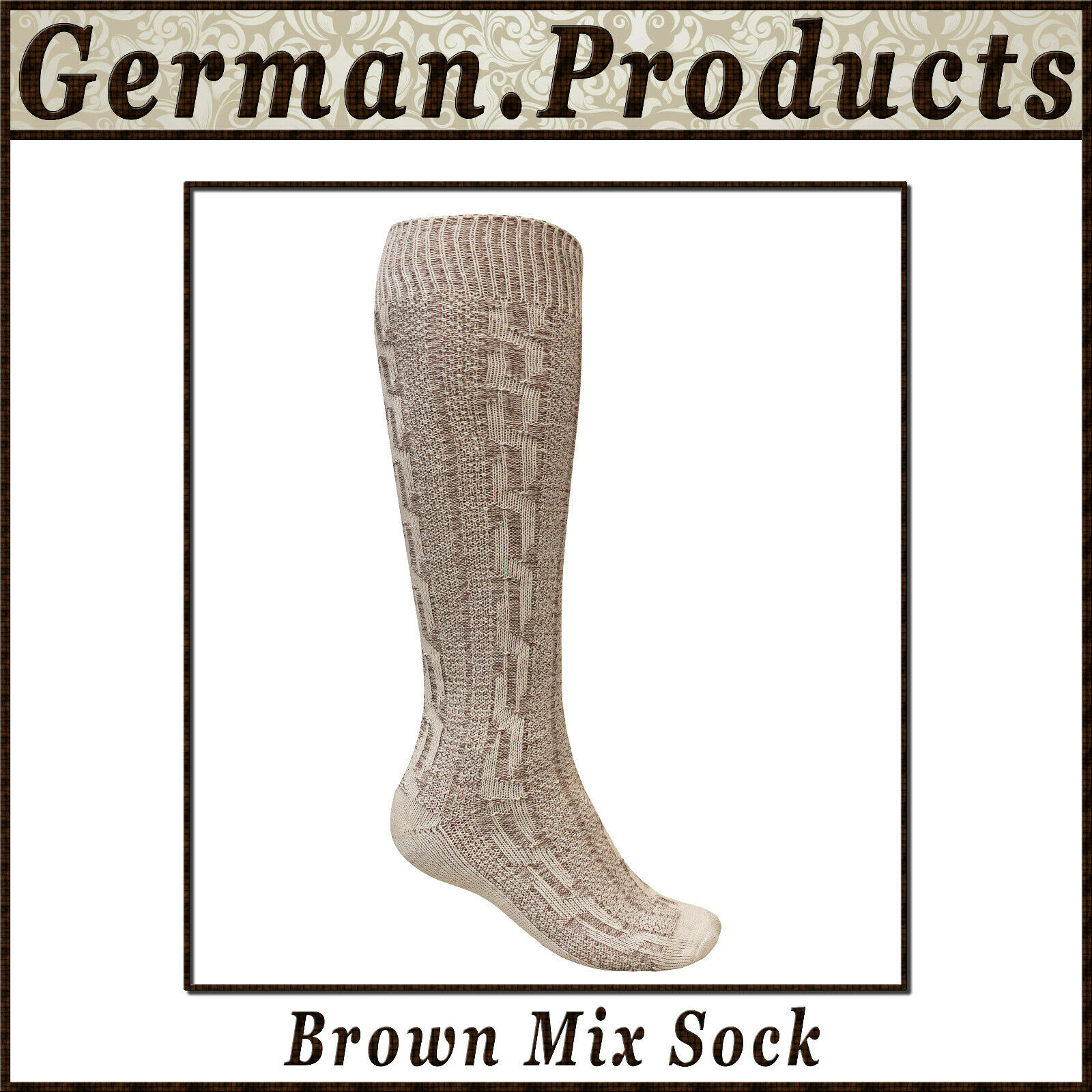 Lederhosen German Bavarian Oktoberfest Trachten White & Brown Mix Men Socks Pair