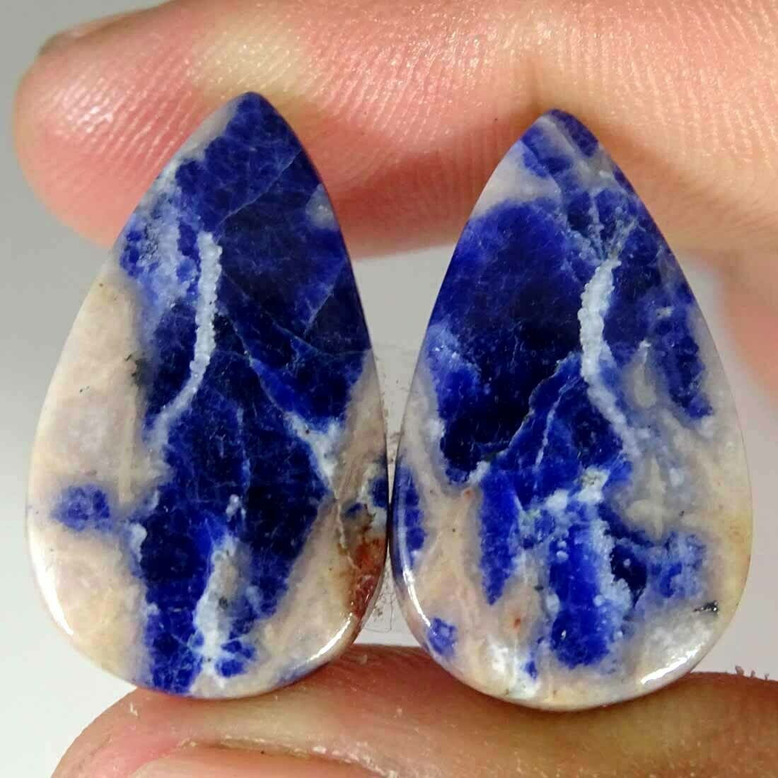 25.50cts 100% Natural Blue Sodalite Pear Pair Cabochon Loose Gemstone
