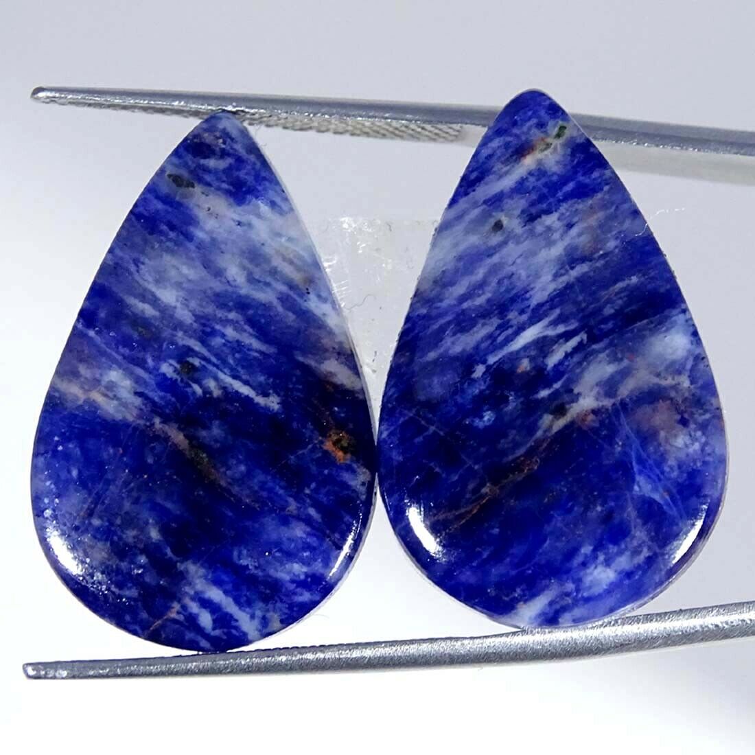23.00cts Natural Blue Sodalite Pear Pair Cabochon Loose Gemstone