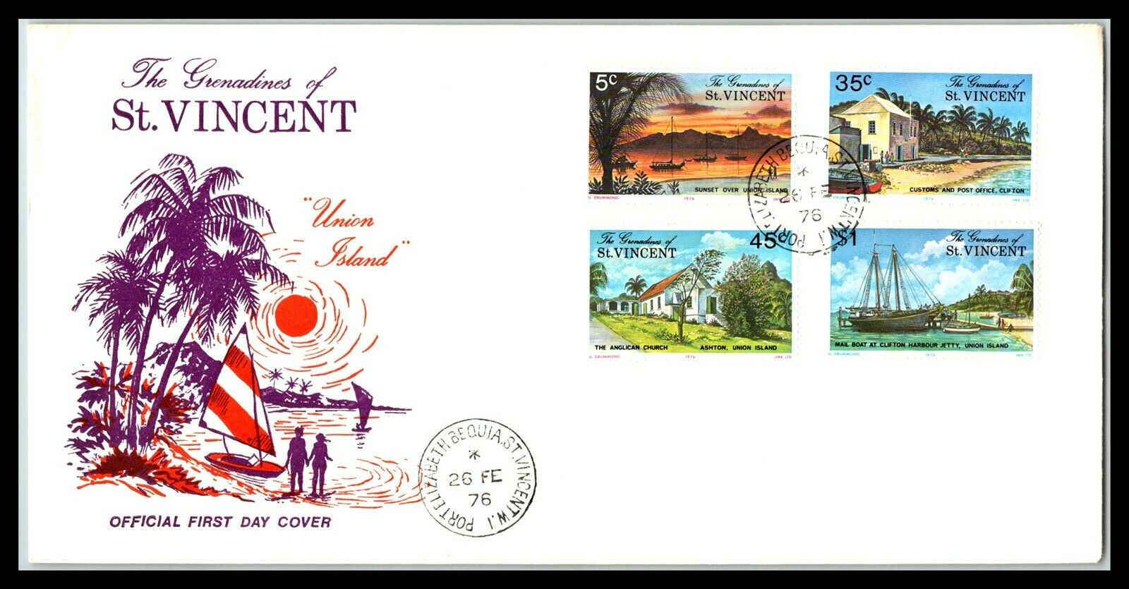 Gp Goldpath: St Vincent & Grenadines Cover 1976 First Day Cover _cv691_p10