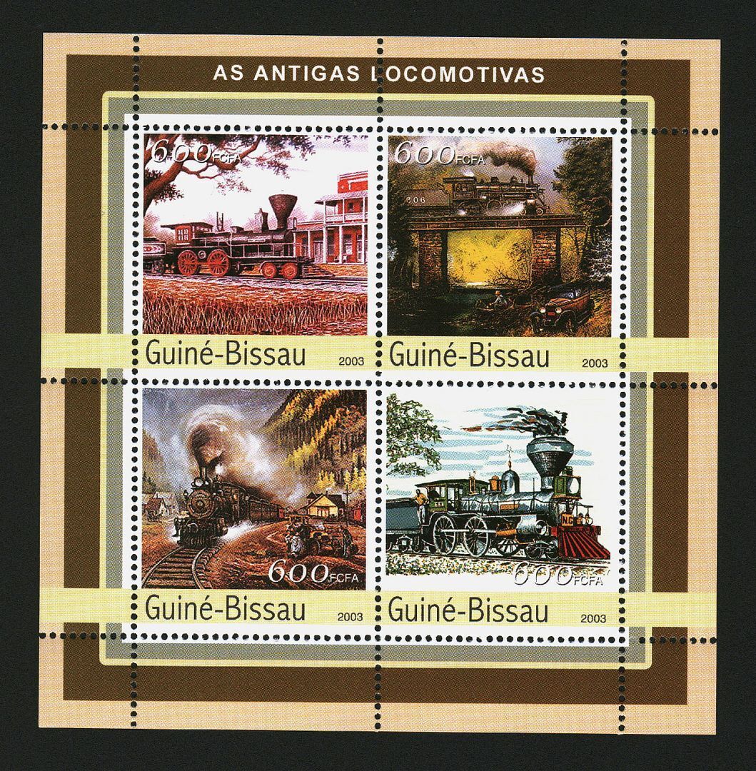 Guinea-bissau 2003 Stamps Sheet Antique Locomotives Trains Mnh #14536