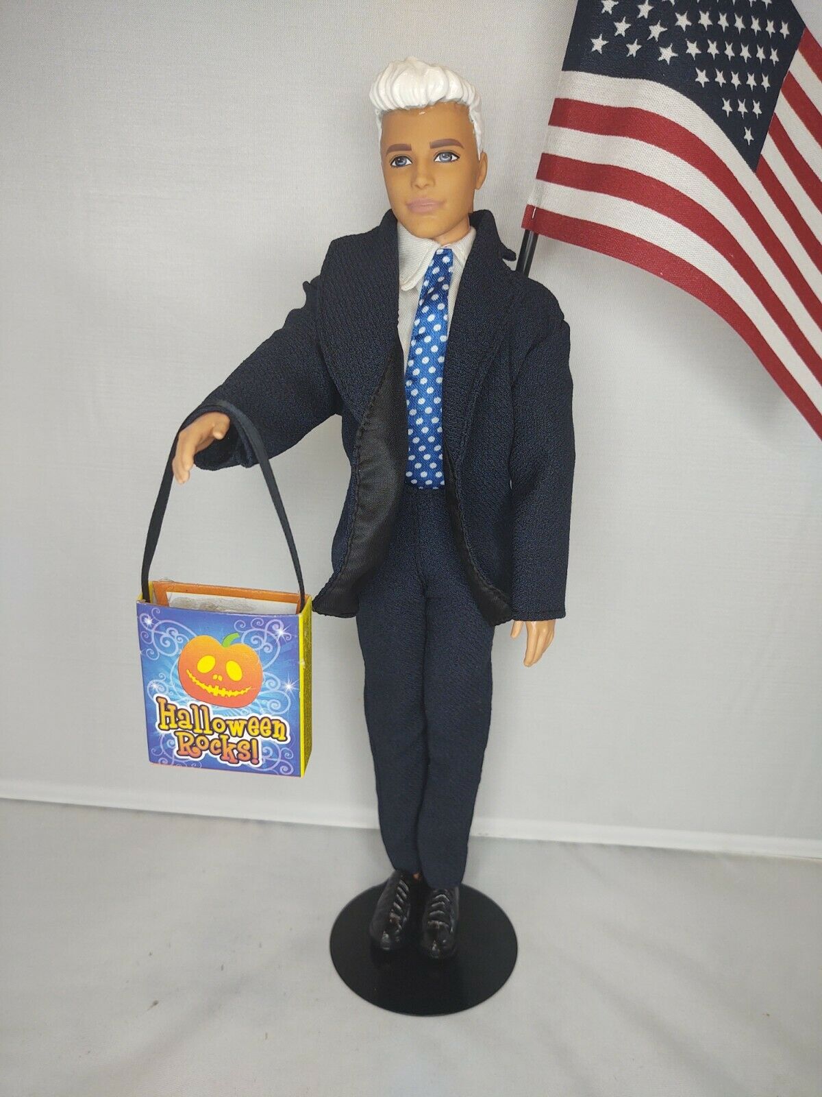 Politician President Ken Doll Barbie Halloween Costume Us American Flag Ooak