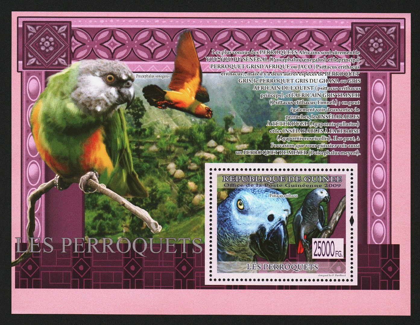 Guinea 2009 Stamps Sheet Parrots Birds Fauna Mnh #14464