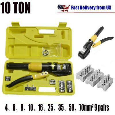 10 Ton Hydraulic Wire Battery Cable Lug Terminal Crimper Crimping Tool W/ Case
