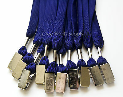 Wholesale 100 Pcs Navy Blue Id Badges Strap Holder Neck Lanyards Bulldog Clip