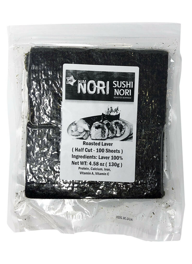 100 Half Cut Sheet Yaki Sushi Nori Roasted Seaweed Roll Wrap Laver 130g (4.58oz)