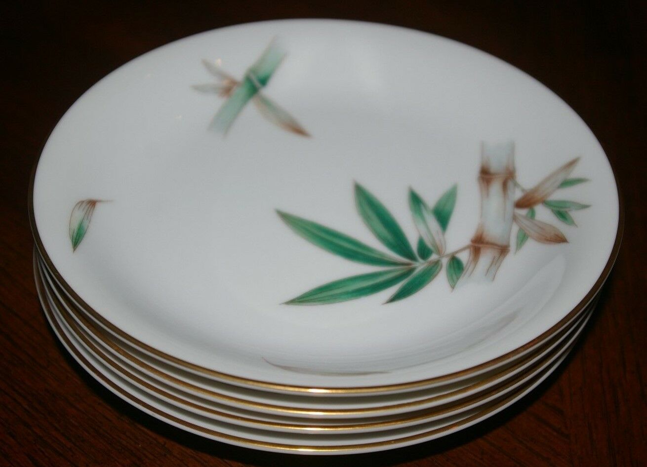 Four (4) Noritake Canton Bamboo 5027 Fine China Bread Side Plates Unused Cond