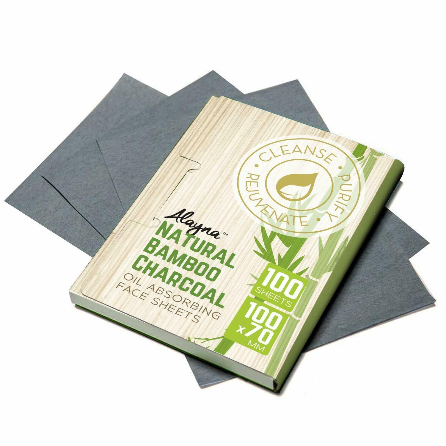 Alayna Bamboo Charcoal Oil Blotting Paper Absorbing Face Sheets 100-600 Pieces