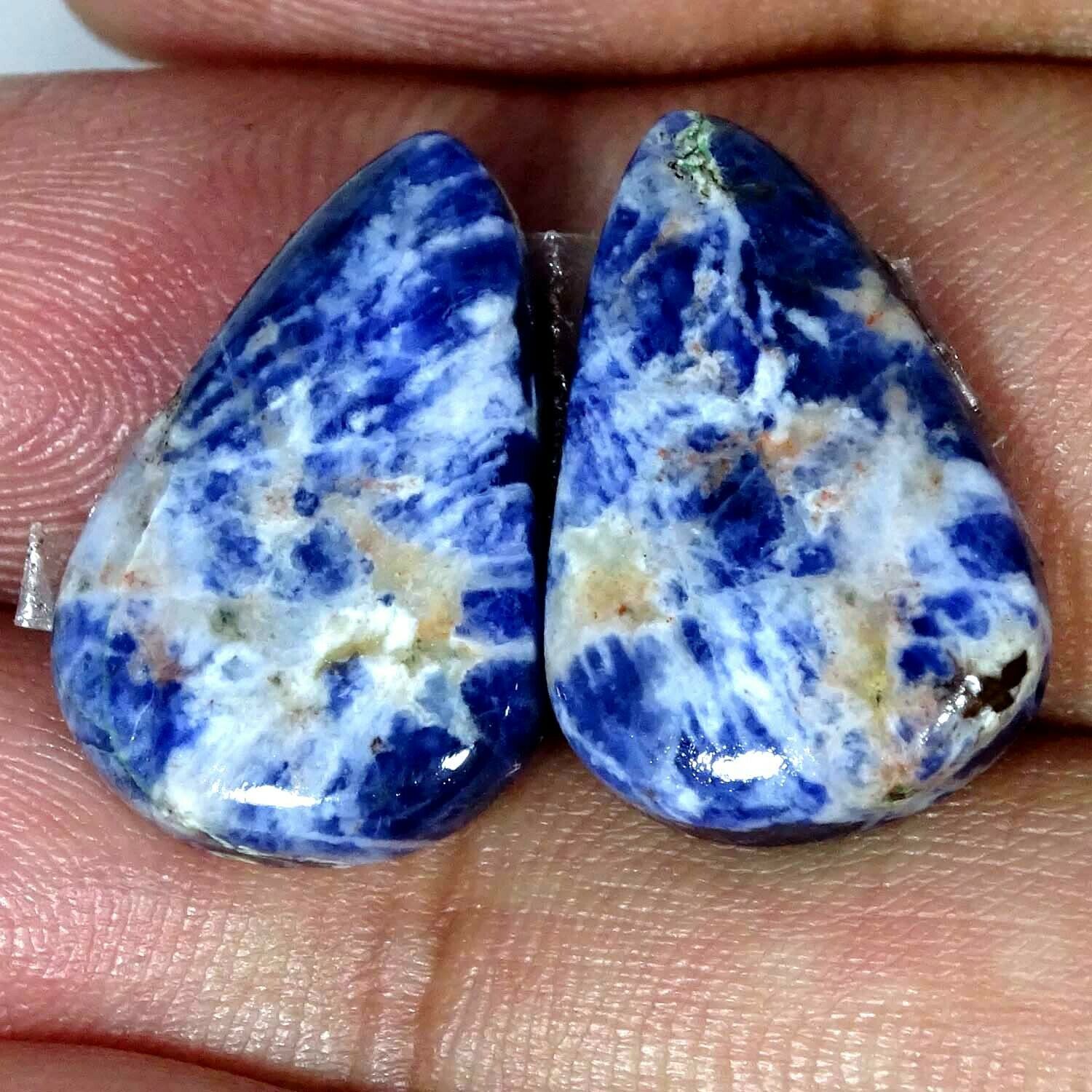 18.10cts 100% Natural Blue Sodalite Pear Pair Cabochon Loose Gemstone