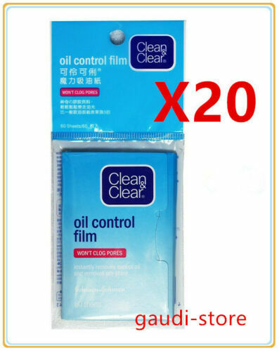 (pack Of 20) Clean & Clear Oil Control Film Blotting Paper --total 1200 Sheets