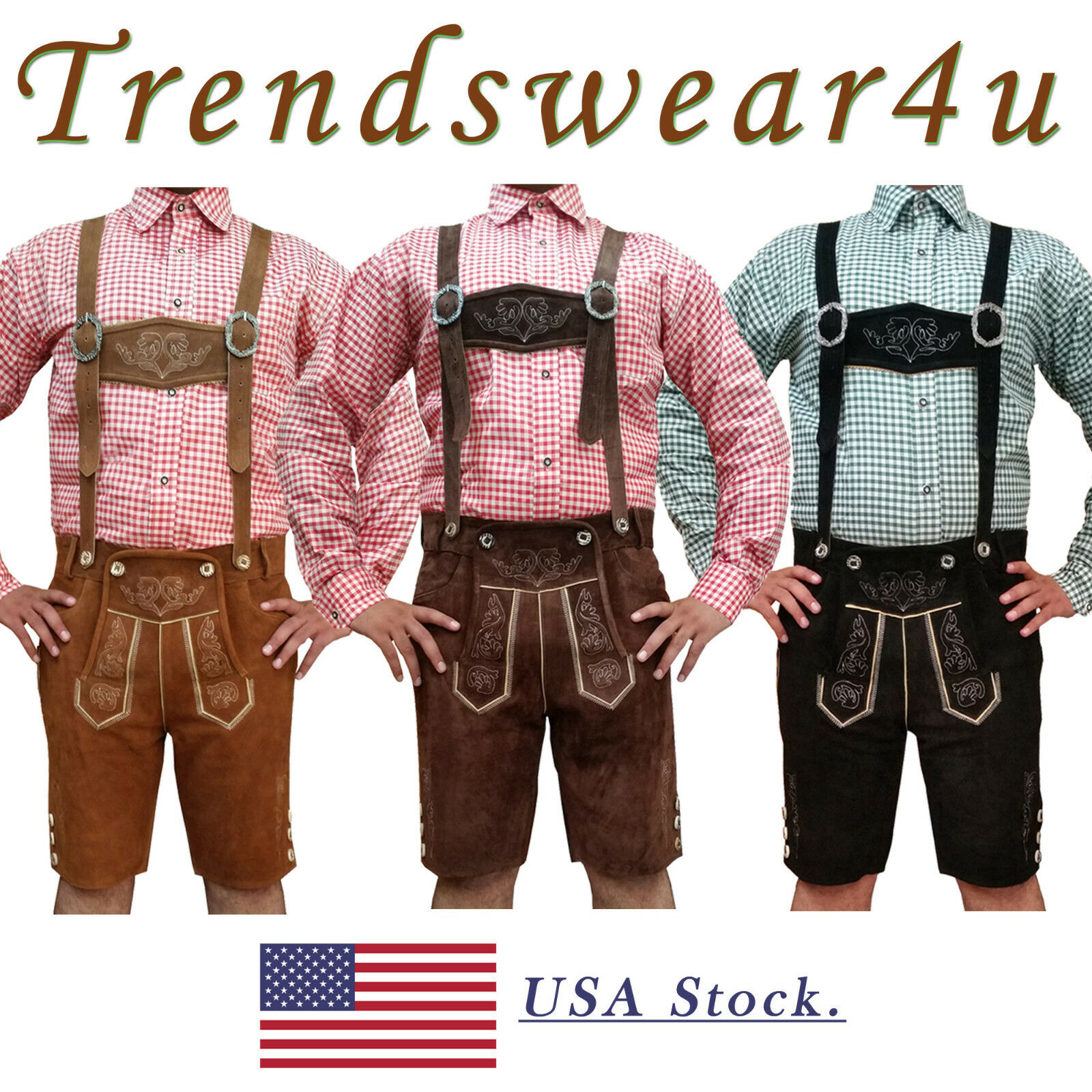 German Bavarian Trachten Oktoberfest Mens Wears Short Length Lederhosen Outfit
