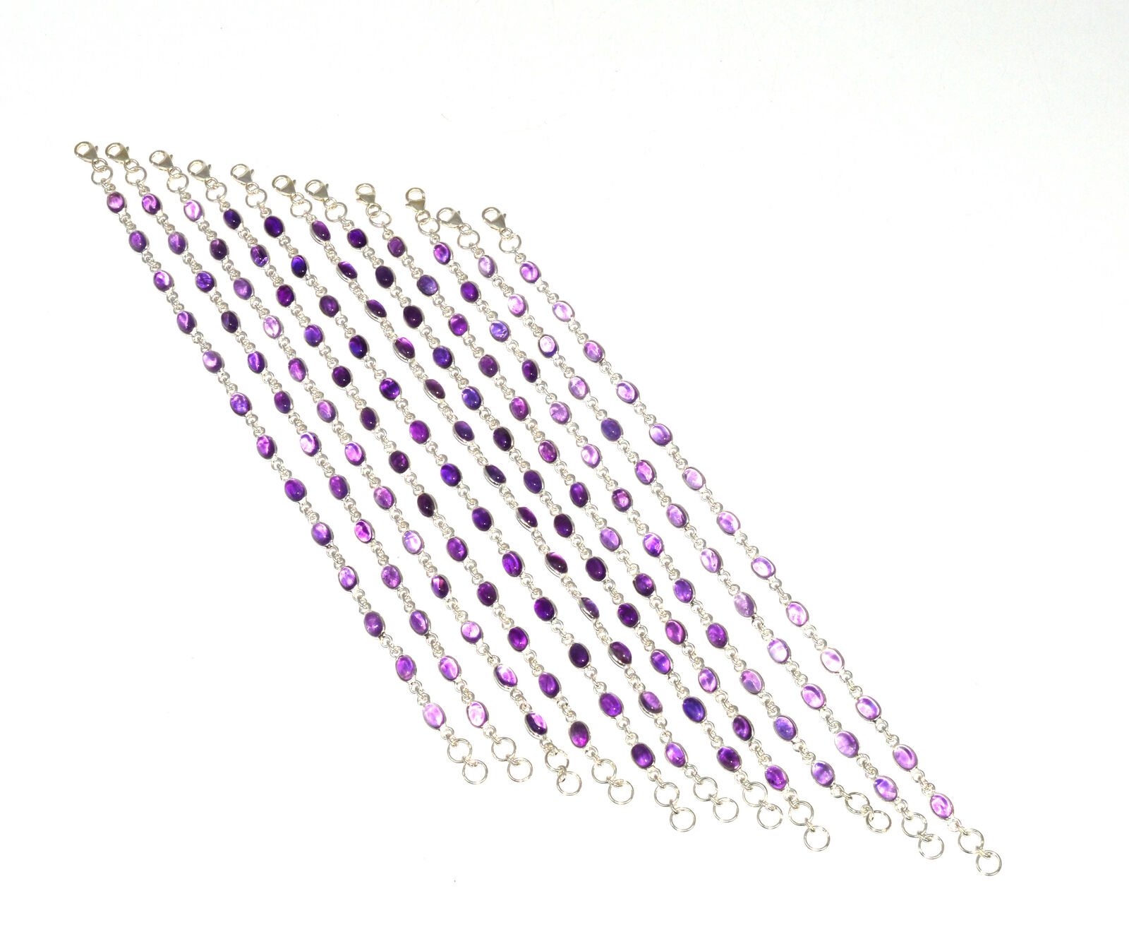 Wholesale 925 11pc Solid Sterling Silver Purple Amethyst Bracelet Lot V517