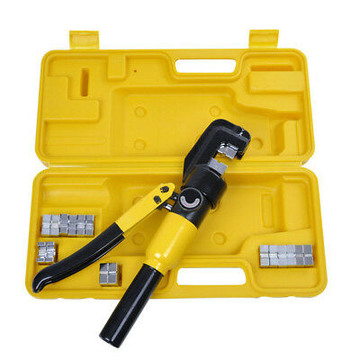 10 Ton Hydraulic Wire Battery Cable Lug Terminal Crimper Crimping Tool & 9 Dies