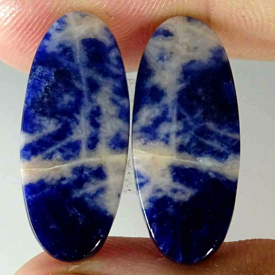 19.10cts Natural Blue Sodalite Pair Oval Cabochon Loose Gemstone