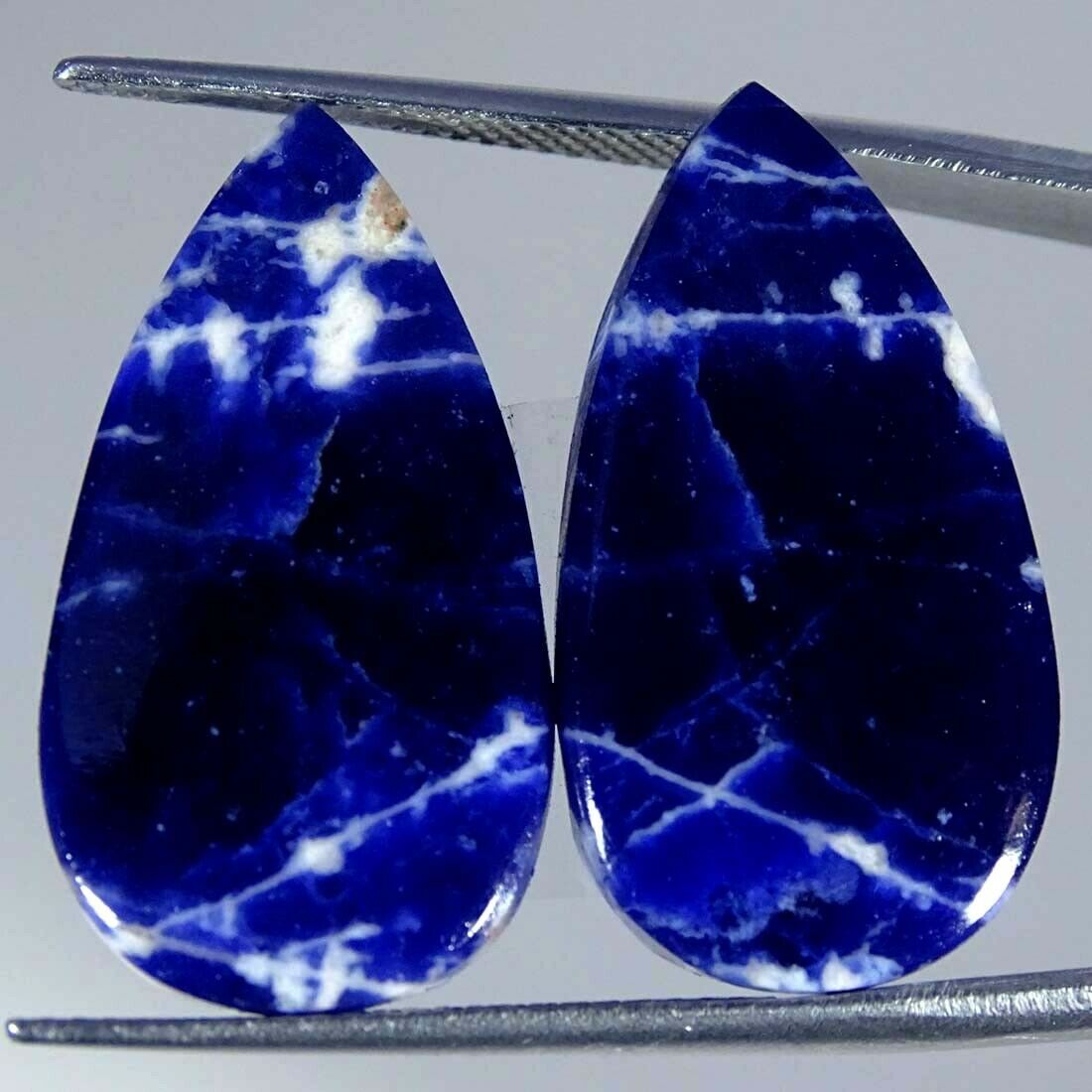 17.70cts Natural Blue Sodalite Pear Pair Cabochon Loose Gemstone