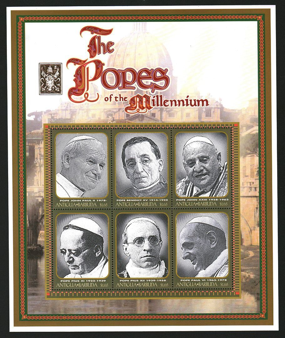 Antigua  Stamps Sheet The Popes Of The Millennium Mnh #13266