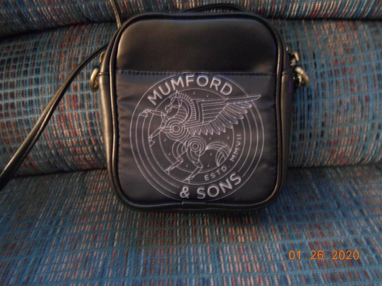 Mumford & Sons Pegasus Logo Small Black Purse Bag Case New
