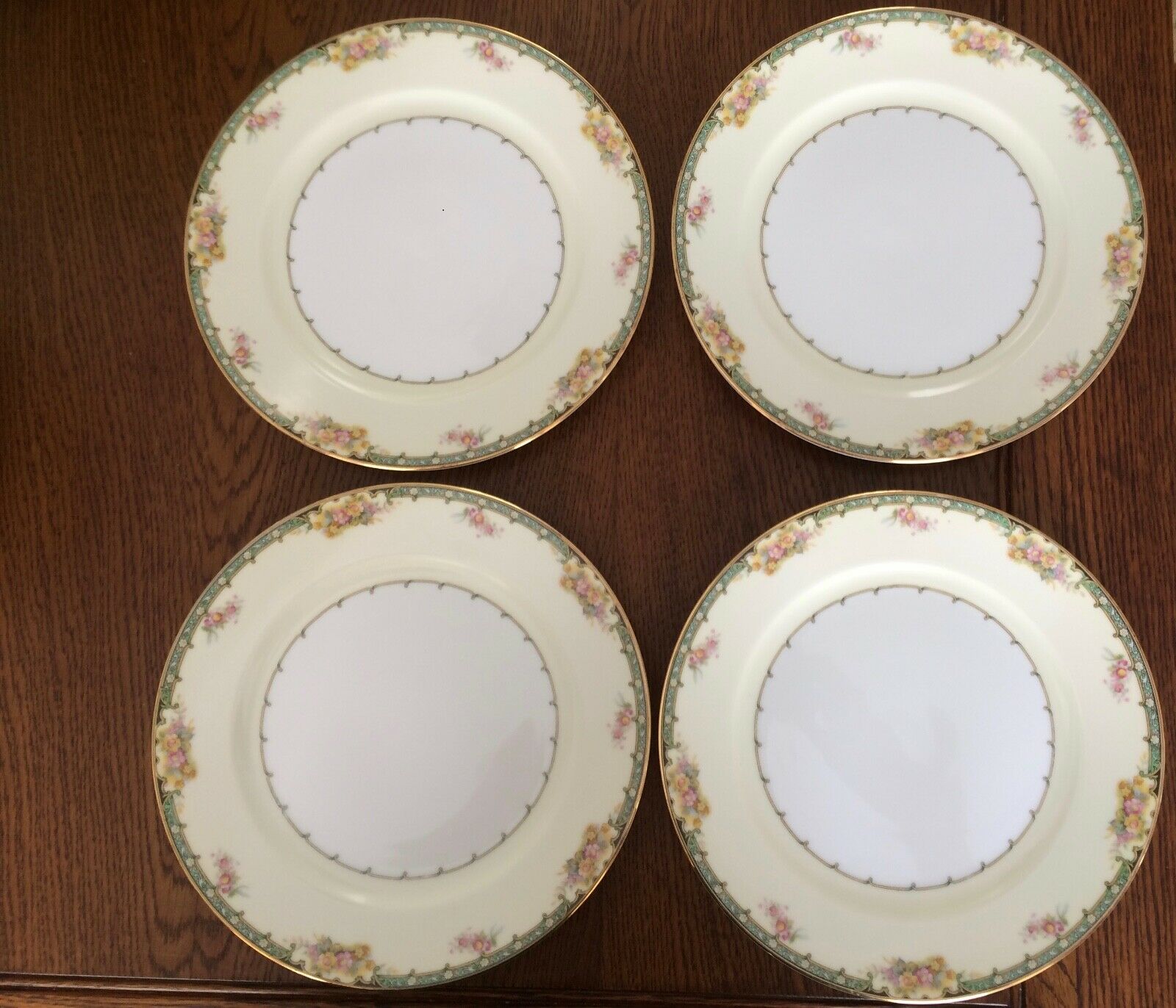 Four (4) Noritake Estelle Dinner Plates 10" Pattern #83367