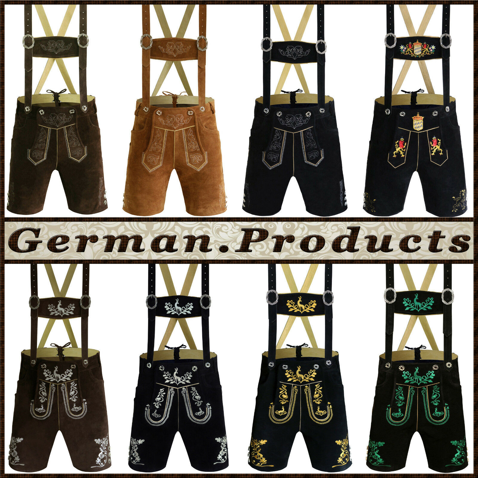 Authentic German Bavarian Oktoberfest Trachten Men Wear Short Lederhosen Outfit