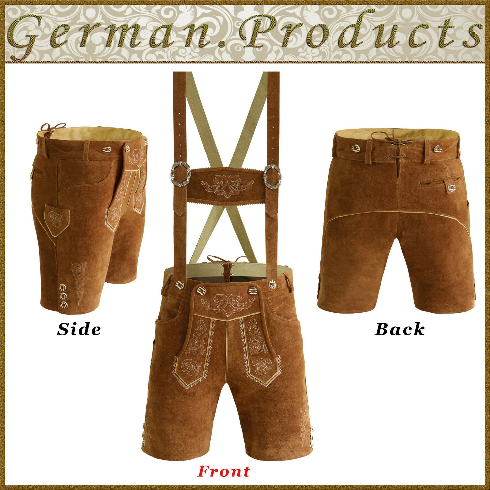 Authentic German Bavarian Oktoberfest Trachten Mens L.b Short Lederhosen Outfit