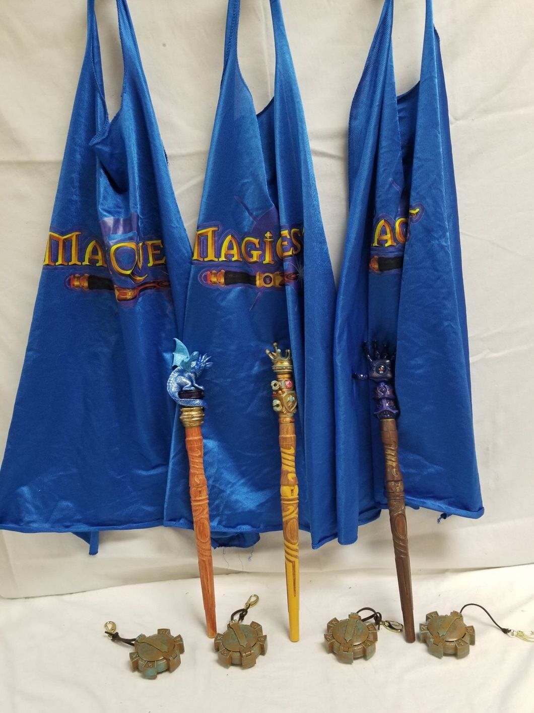 Magiquest Lot: 3 Wands, Toppers, +capes & Compass Dragon Hand Crown